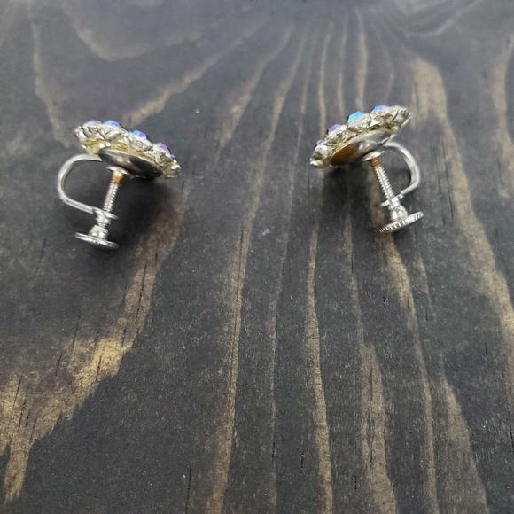 Vintage 1960 Screw-on Circular Rhinestone Earrings - Picture 2 of 4